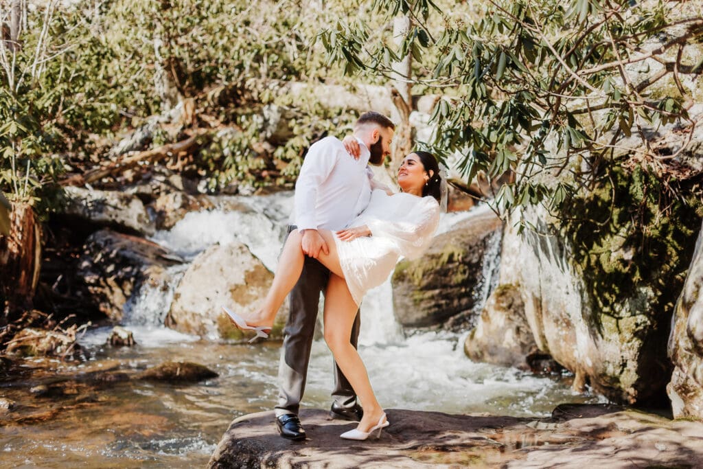 Waterfall Eloping, Waterfall Adventure Elopement, Cascades Waterfall Elopement, Pembroke, VA