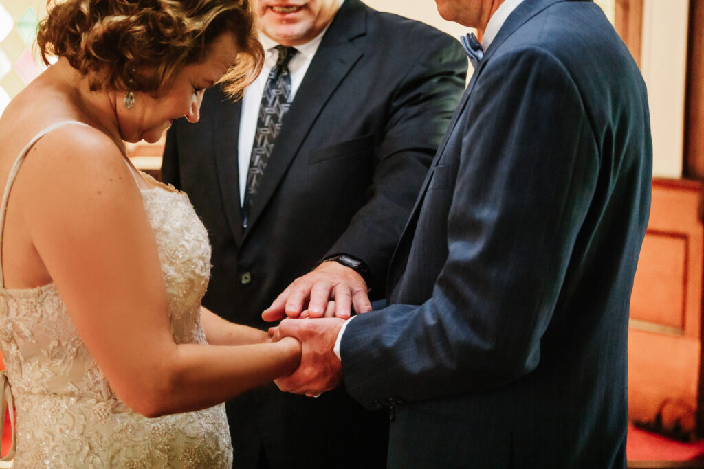 Couple eloping in a small little chapel nestled in the blue ridge mountains
