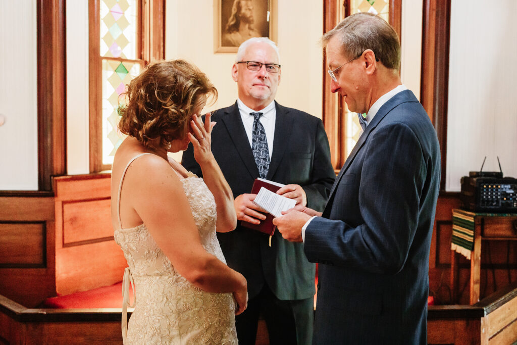 Couple eloping in a small little chapel nestled in the blue ridge mountains