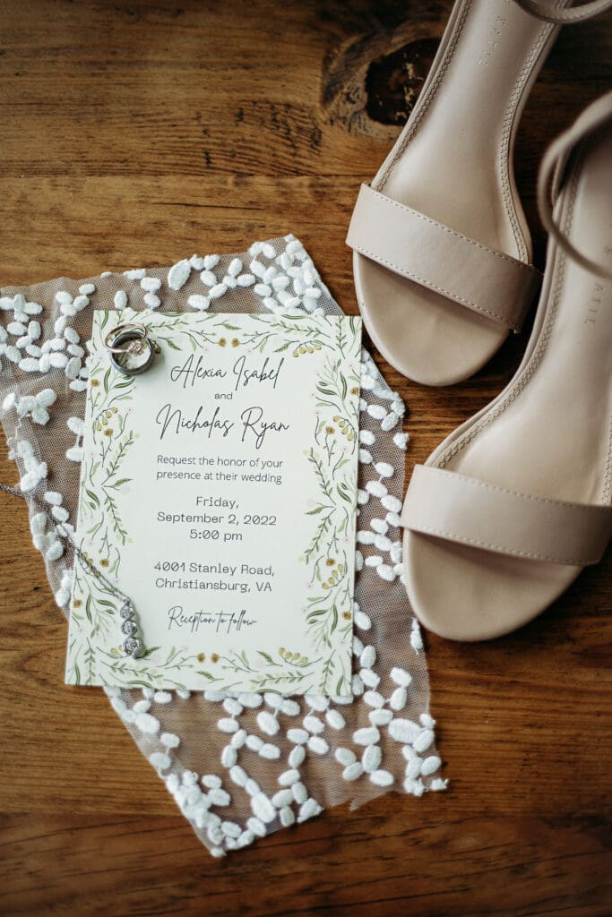 Wedding detail shots from a airbnb elopement in christiansburg va