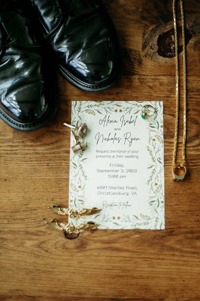 Wedding detail shots from a airbnb elopement in christiansburg va